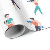 フィットネス中心シームレスパターンヴィンテージ図 ラッピングペーパー (ロールコーナー)