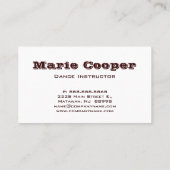 フィットネス名刺ダンスブルーブラウン 名刺 (裏面)