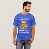 フィットネス大好き!おもしろピザのキャラクター猫 Tシャツ (正面フル)
