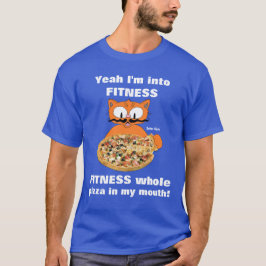 フィットネス大好き!おもしろピザのキャラクター猫 Tシャツ