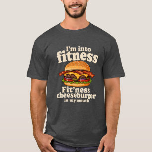 フィットネス大好き チーズバーガーだらけの口になっちゃって 笑 Tシャツ