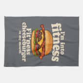 フィットネス大好き チーズバーガー大好き キッチンタオル (横)