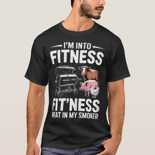 フィットネス大好き バーベキュー 肉のスモーク グリル Tシャツ (正面)