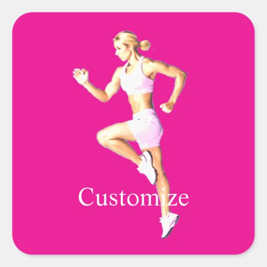 フィットネス女子ランナー サンダーの入り江 スクエアシール (正面)