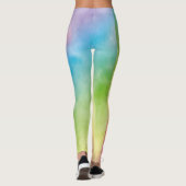 フィットネス女性ギフトジムウォータカラーレインボースポーツ レギンス (裏面)