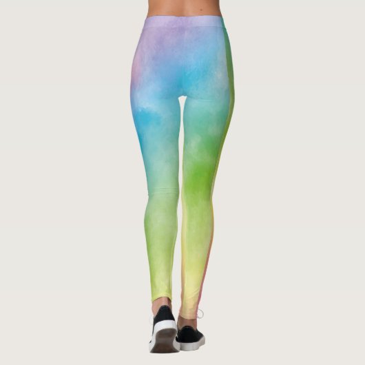 フィットネス女性ギフトジムウォータカラーレインボースポーツ レギンス (裏面)