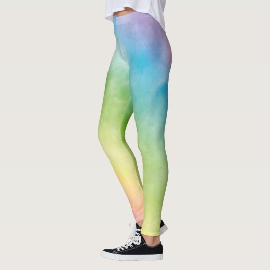 フィットネス女性ギフトジムウォータカラーレインボースポーツ レギンス (左)