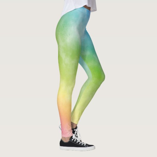フィットネス女性ギフトジムウォータカラーレインボースポーツ レギンス (右)
