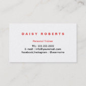 フィットネス女性吊り上げ重量ロゴパーソナルトレーナー 名刺 (裏面)