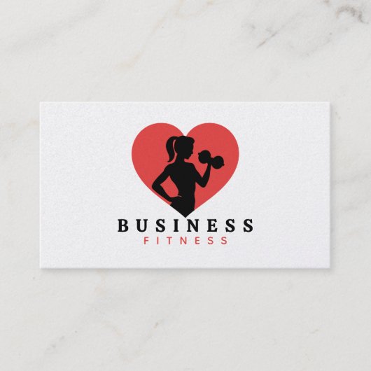 フィットネス女性吊り上げ重量ロゴパーソナルトレーナー 名刺 (正面)