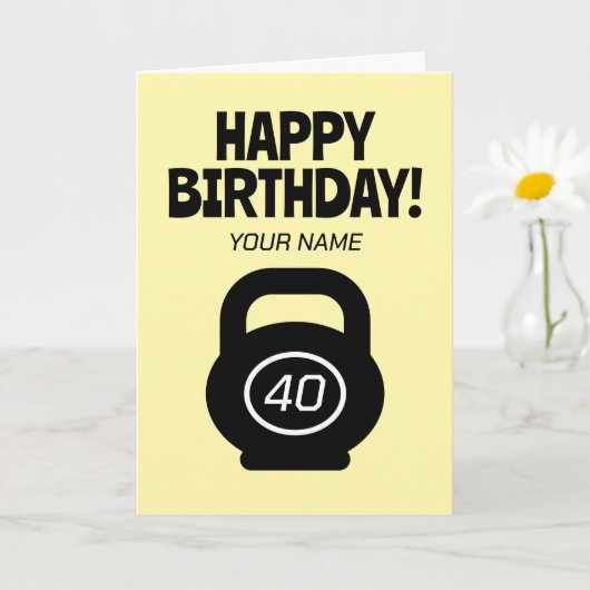 フィットネス好きな人への40歳の誕生日カード カード (小さな植物)