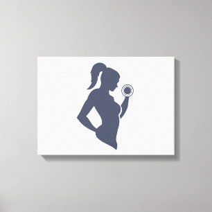 フィットネス娘がダンベルを持ち上げる キャンバスプリント