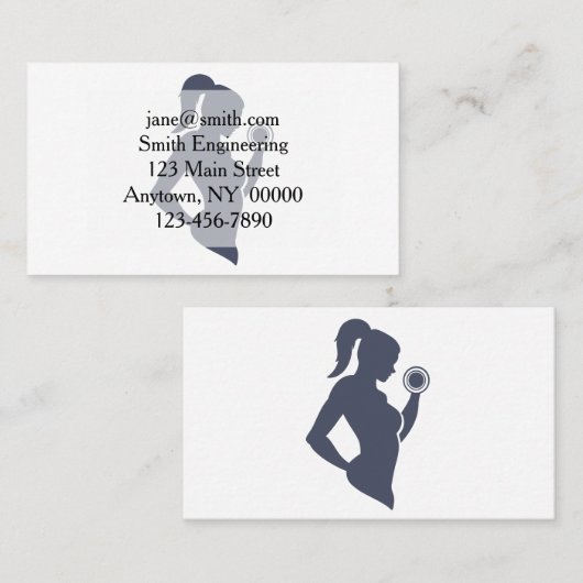 フィットネス娘がダンベルを持ち上げる 名刺 (正面/裏面)