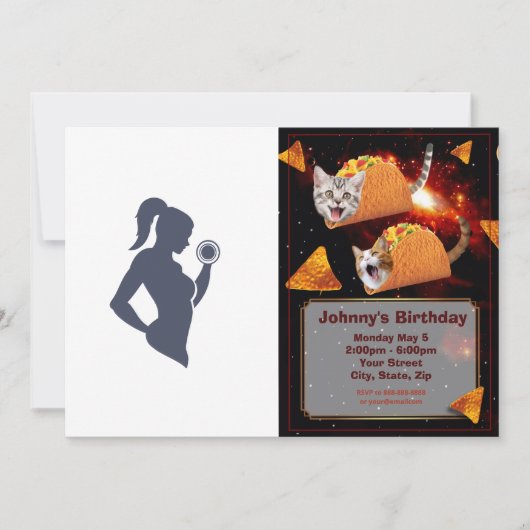 フィットネス娘がダンベルを持ち上げる 招待状 (正面)