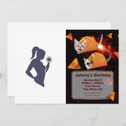 フィットネス娘がダンベルを持ち上げる 招待状 (正面/裏面)