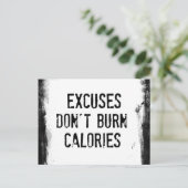 フィットネス引用文。燃えない言い訳 ポストカード (スタンド正面)