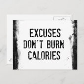 フィットネス引用文。燃えない言い訳 ポストカード (正面/裏面)