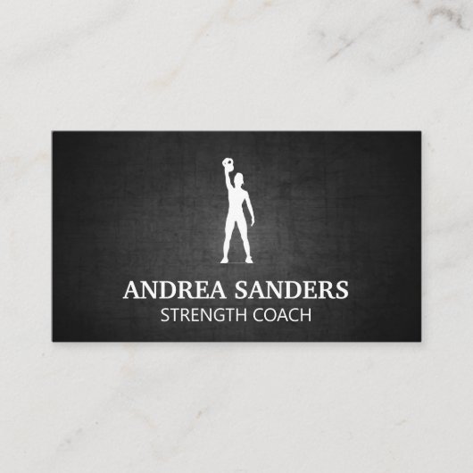 フィットネス強度コーチ | ケトルベル付き女性 名刺 (正面)