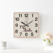 フィットネス時間おもしろい スクエア壁時計 (ホーム)