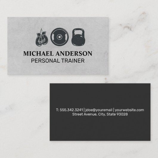 フィットネス機器 |重量とボクシング手袋 名刺 (正面/裏面)