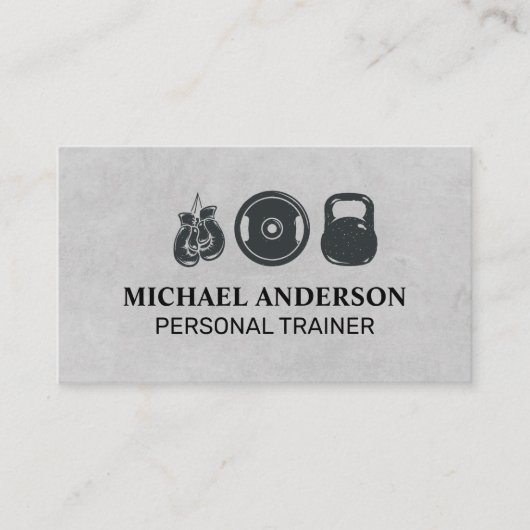 フィットネス機器 |重量とボクシング手袋 名刺 (正面)
