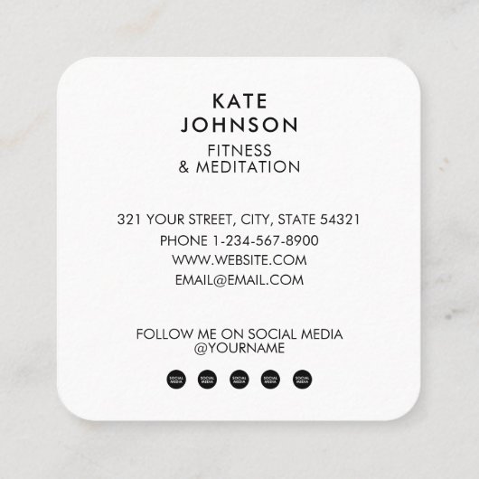 フィットネス瞑想ヨガカスタム4枚の写真QRコード スクエア名刺 (裏面)