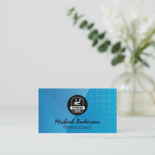 フィットネス自転車 |青い幾何学的 名刺 (スタンド正面)