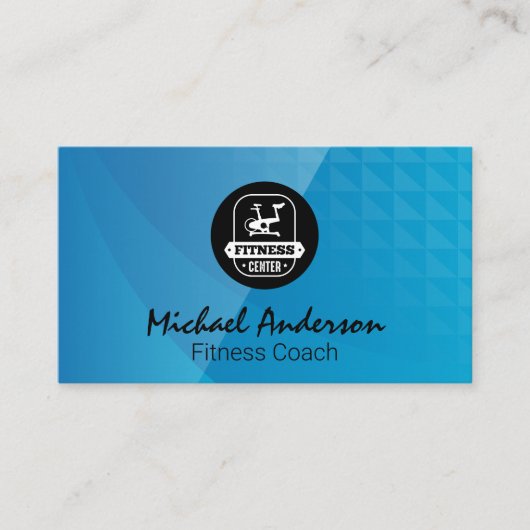 フィットネス自転車 |青い幾何学的 名刺 (正面)