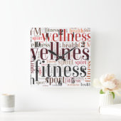 フィットネス語 スクエア壁時計 (ホーム)