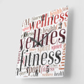 フィットネス語 スクエア壁時計 (傾斜)