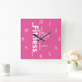 フィットネス語 スクエア壁時計 (ホーム)