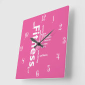 フィットネス語 スクエア壁時計 (傾斜)