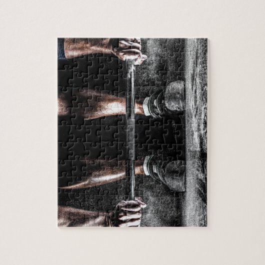 フィットネス重量挙げジムトレーニング ジグソーパズル (縦)