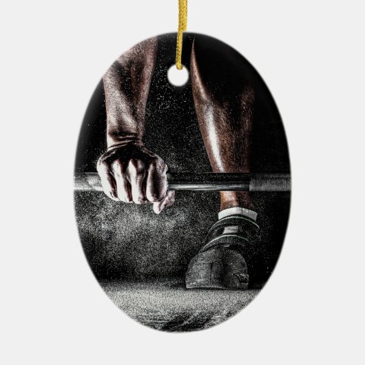 フィットネス重量挙げジムトレーニング セラミックオーナメント (正面)