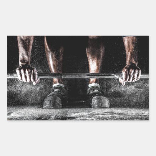 フィットネス重量挙げジムトレーニング 長方形シール (正面)