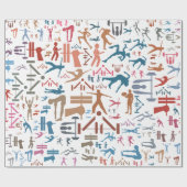 フィットネス関連シンボルの背景 ラッピングペーパー (フラット)