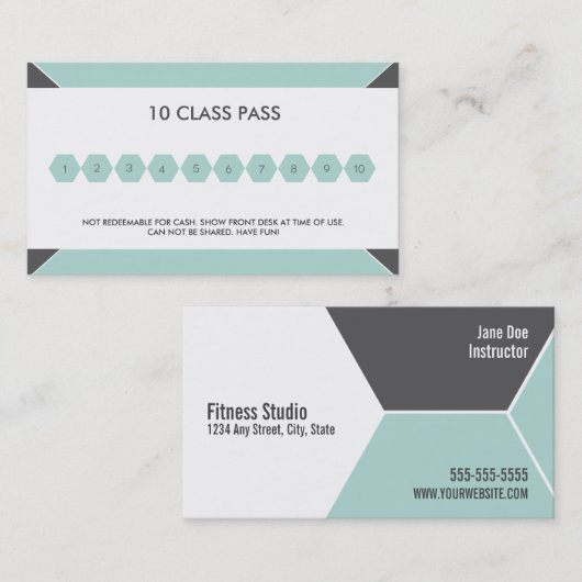 フィットネス10のクラスのパスの名刺 ロイヤリティカード (正面/裏面)