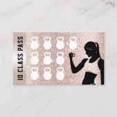 フィットネス10クラスパスガール赤面バラ金ゴールドグリッター ロイヤリティカード (正面)