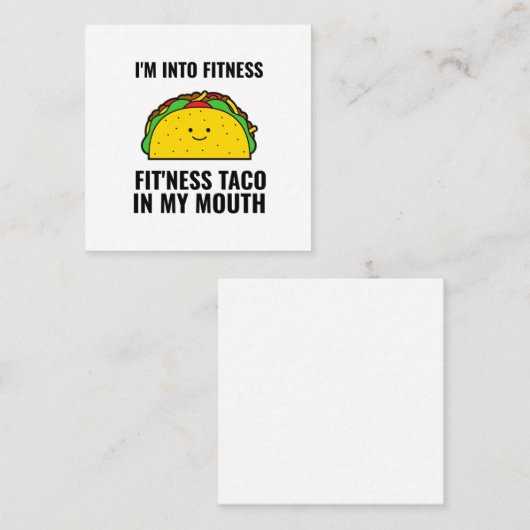 フィットネス・タコスおもしろい・メキシコ料理 スクエア名刺 (正面/裏面)