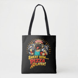 フィットネス&ピザ好きのためのキュートなワークアウト・ドッグTシャツ トートバッグ