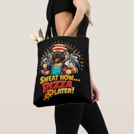 フィットネス&ピザ好きのためのキュートなワークアウト・ドッグTシャツ トートバッグ