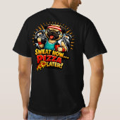 フィットネス＆ピザ好きのためのキュートなワークアウト・ドッグTシャツ Tシャツ (裏面)