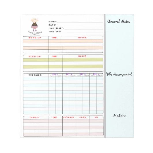 フィットネス:自分で行う;やる気を起こさせるプランナー ノートパッド (正面)