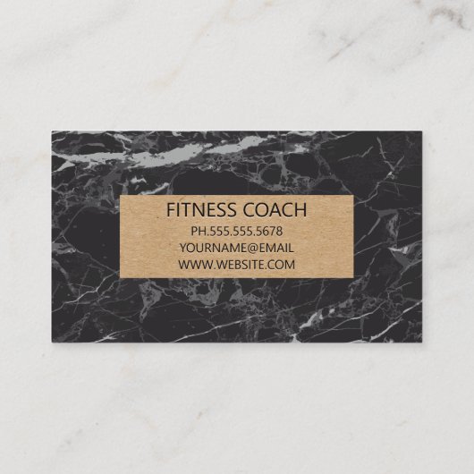 フィットネス |黒い大理石 |ブラウン紙 名刺 (裏面)