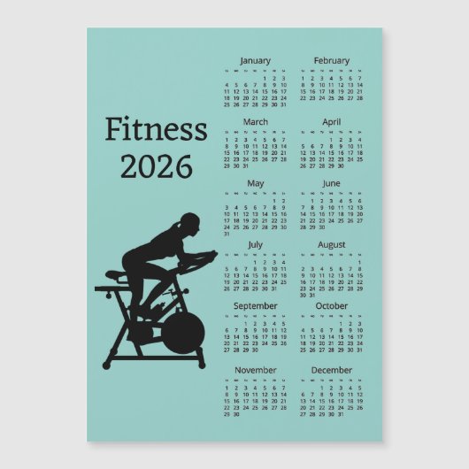 フィットネス 2026年 カレンダー マグネットカード (正面)