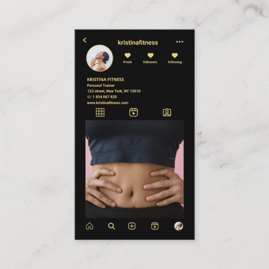 フィットネスInstagramフォトグリッドQRコード名刺 名刺 (正面)
