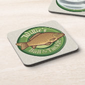 フィッパーソナライズされたシュアンドタックショップ魚釣りアングラー コースター (左側)