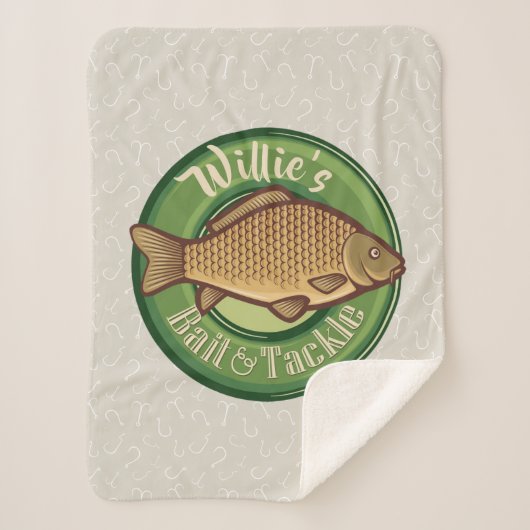 フィッパーソナライズされたシュアンドタックショップ魚釣りアングラー シェルパブランケット (正面)