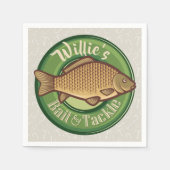 フィッパーソナライズされたシュアンドタックショップ魚釣りアングラー スタンダードカクテルナプキン (正面)