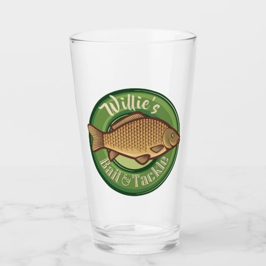 フィッパーソナライズされたシュアンドタックショップ魚釣りアングラー タンブラーグラス (正面)